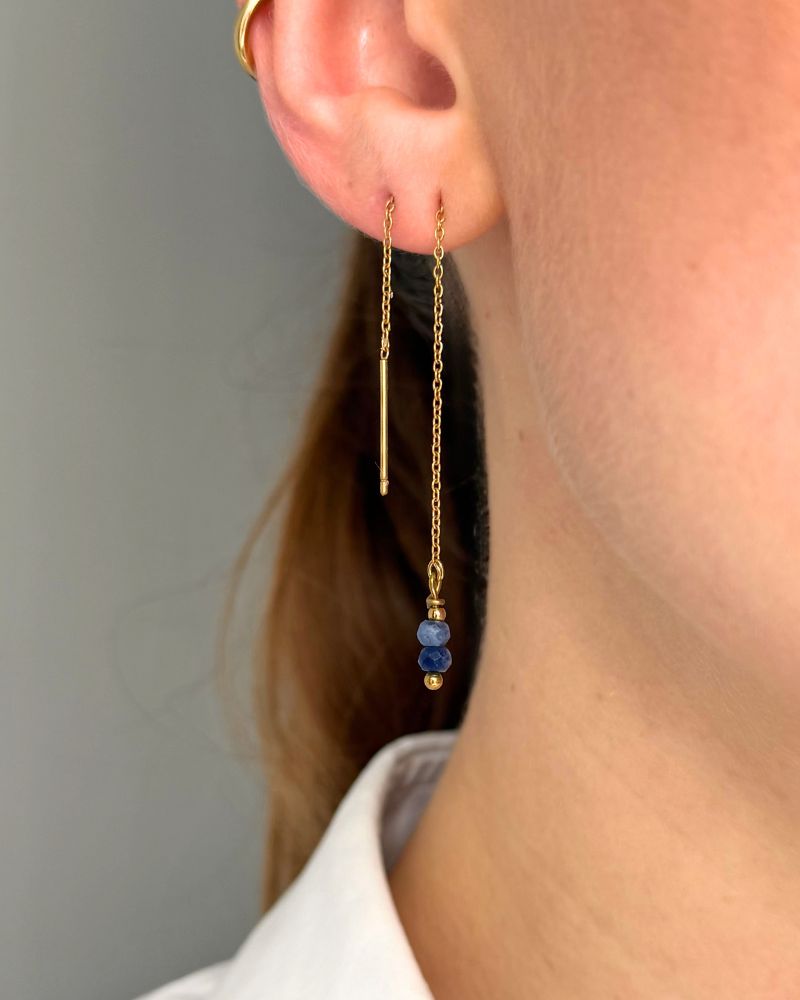 doortrekoorbellen goud met blauwe steen