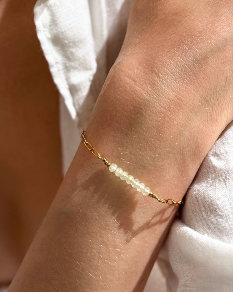 Prehniet armband goud
