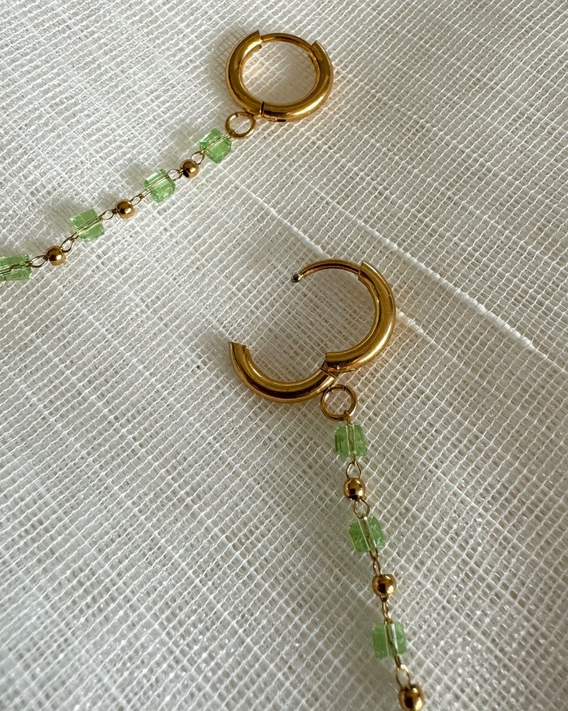 Ivy | Lange oorbellen met groene details | Goud stainless steel