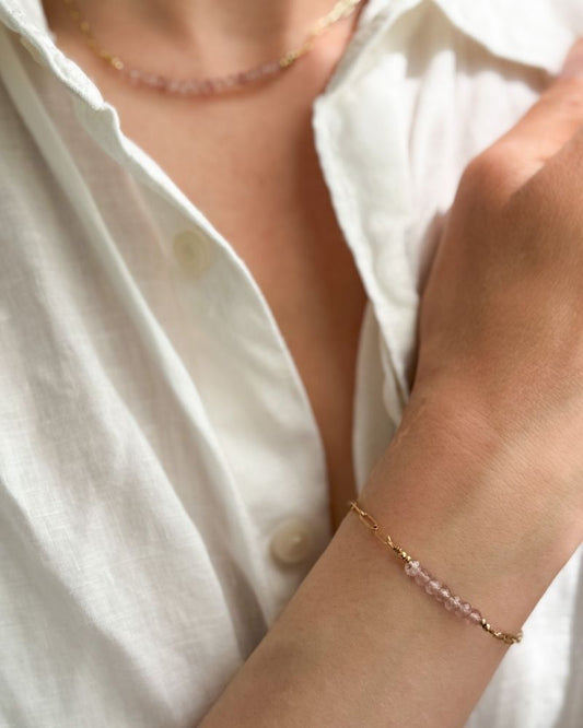 gouden stainless steel armband edelstenen