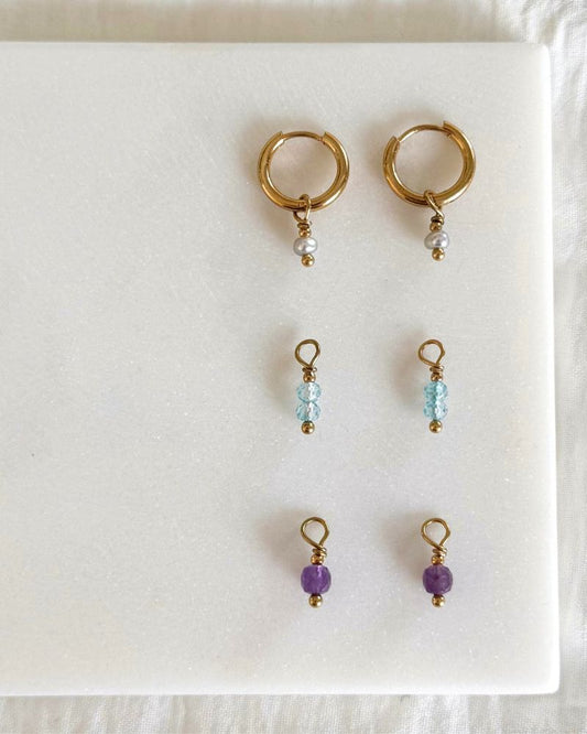 gouden mix match oorringen set edelstenen parels