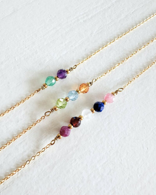 Gouden armband met geboortesteentjes | Met 2, 3, 4 of 5 birthstones | Stainless steel