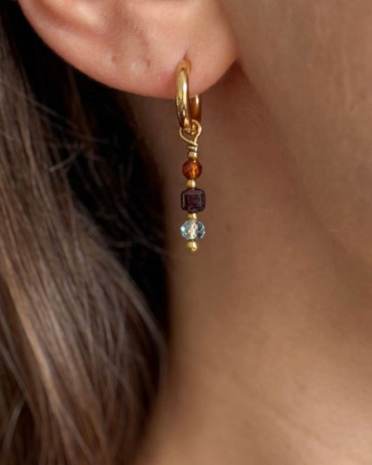 Ember | Gouden edelsteen oorbellen | Stainless steel