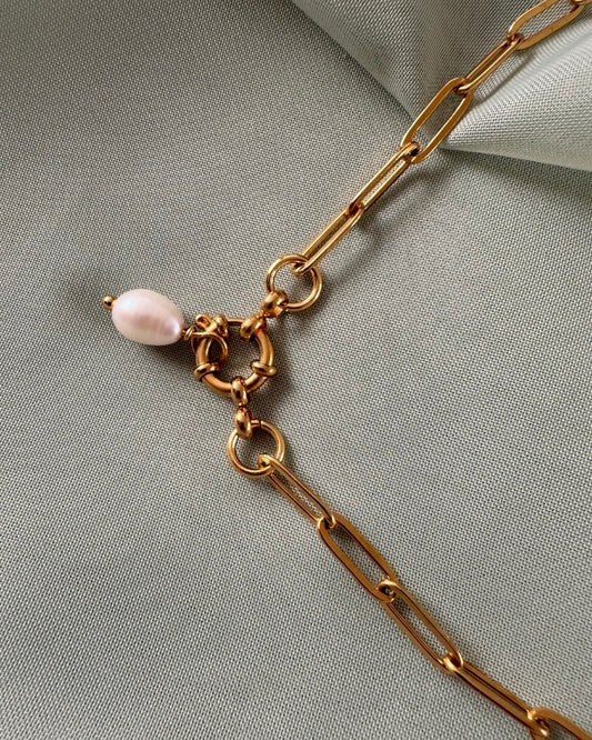 stainless steel ketting met parel