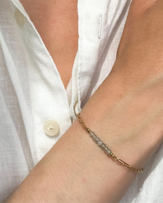 stainless steel armband labradoriet