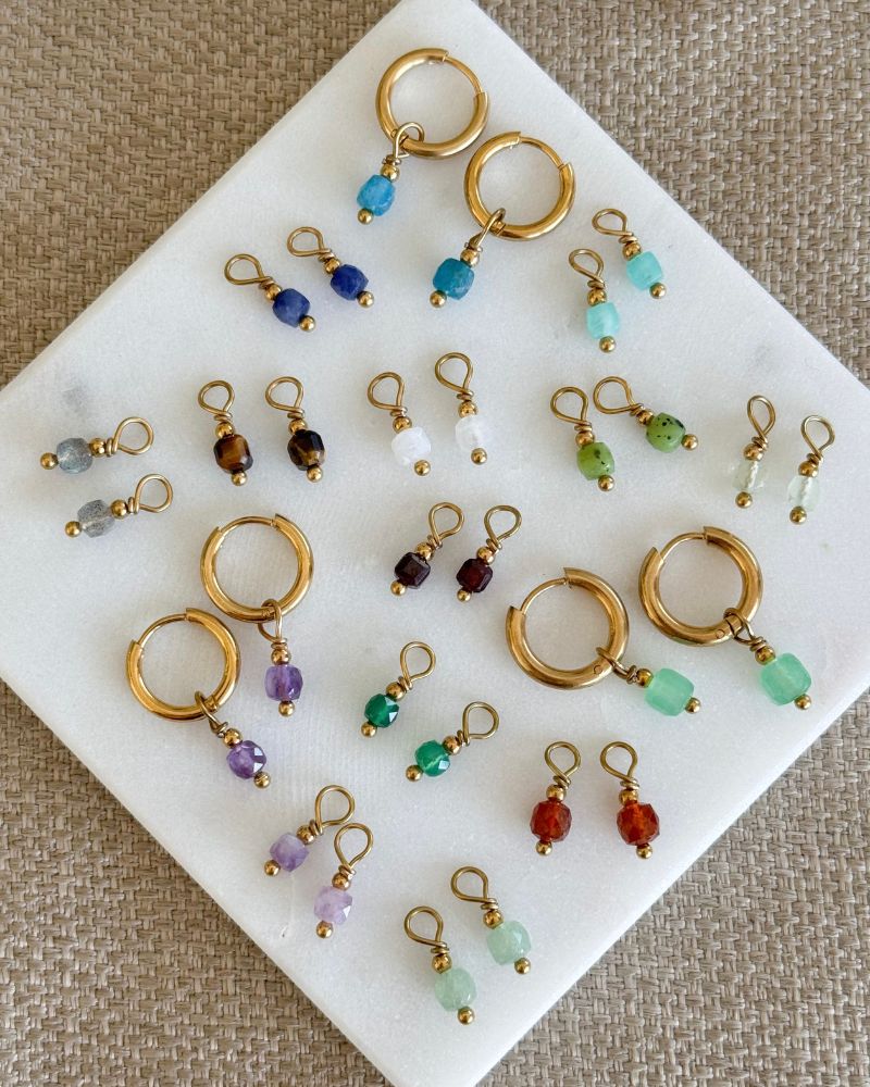 losse Oorbellen hangers met steen goud