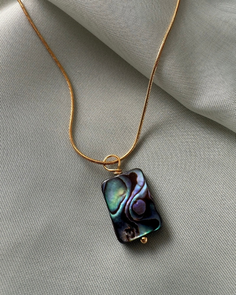 Gouden ketting met Abalone schelp hanger