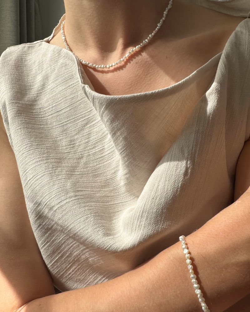 Onda | Echte parel ketting | Zoetwaterparel ketting goud