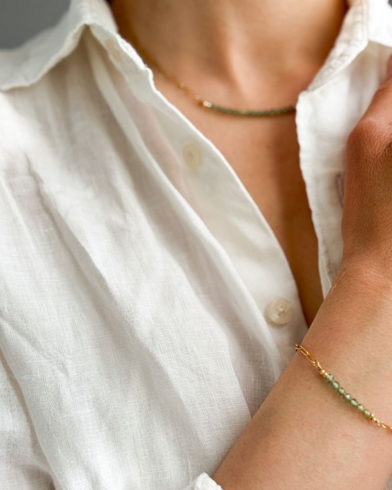 Groene Apatiet armband | Goud stainless steel