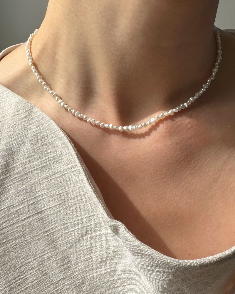 Onda | Echte parel ketting | Zoetwaterparel ketting goud