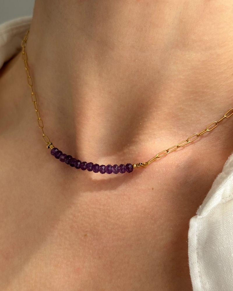 Amethist ketting goud