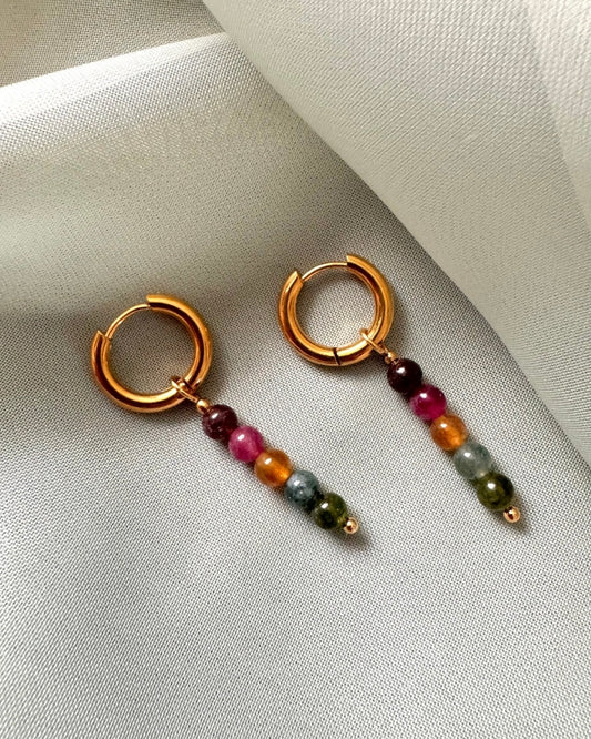 stainless steel oorbellen toermalijn