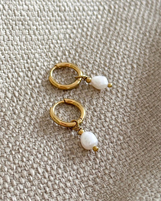 stainless steel oorbellen parels