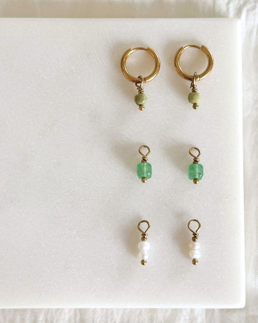 stainless steel oorbellen set parels edelstenen