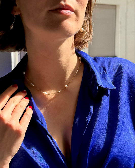 Gouden ketting met zoetwaterparels Goud stainless steel