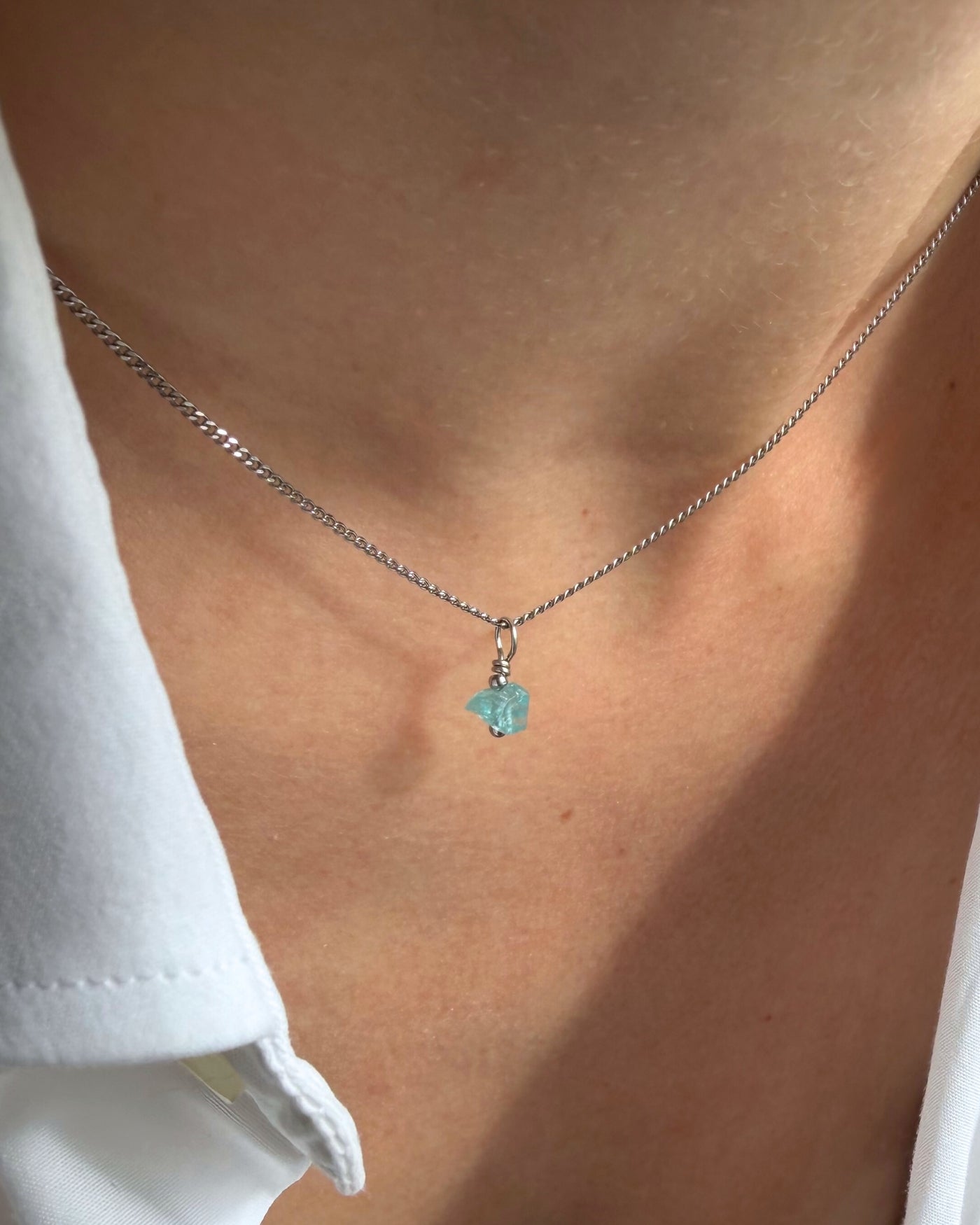 Azura | Choker ketting met blauwe steen | Zilver stainless steel