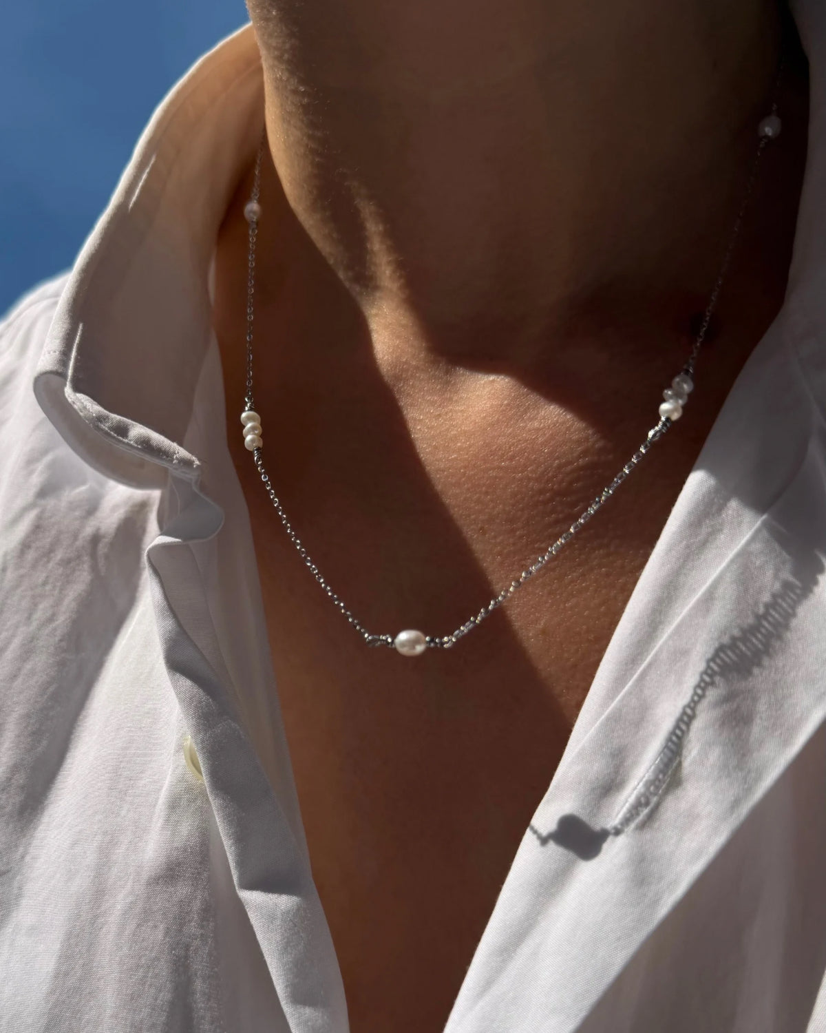 Nerissa | Ketting met kleine parels | Zilver stainless steel