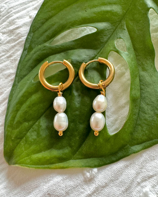 Gouden oorbellen met parels Stainless steel