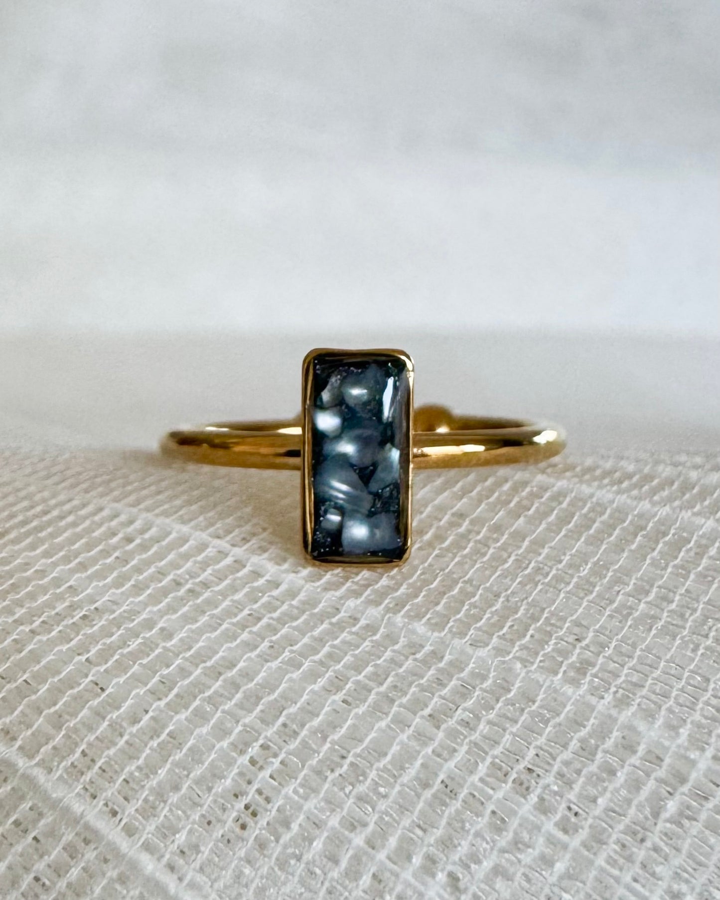 Verstelbare ring | Crushed Pearl | Goud stainless steel ringen