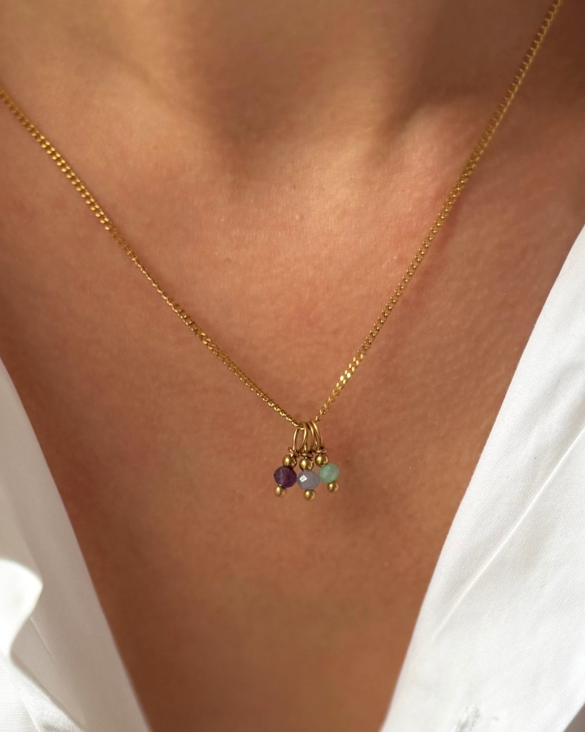 ketting met 3 geboortestenen goud