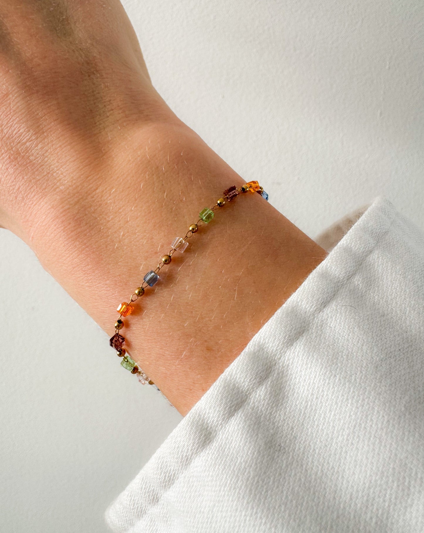 Iris | Kleurrijke armband van goud stainless steel