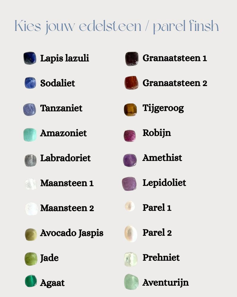 Ketting met edelsteen of parel naar keuze | Goud stainless steel