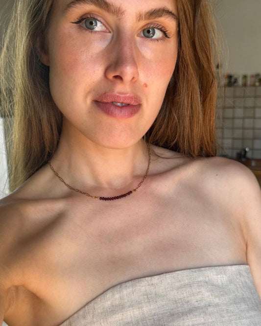 Granaatsteen ketting | Goud stainless steel