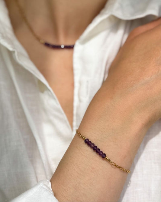 stainless steel armband met amethist