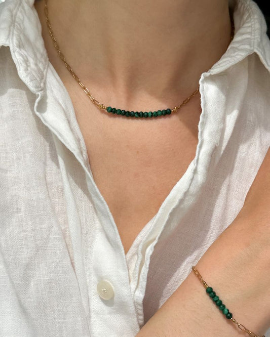 gouden ketting met Malachiet