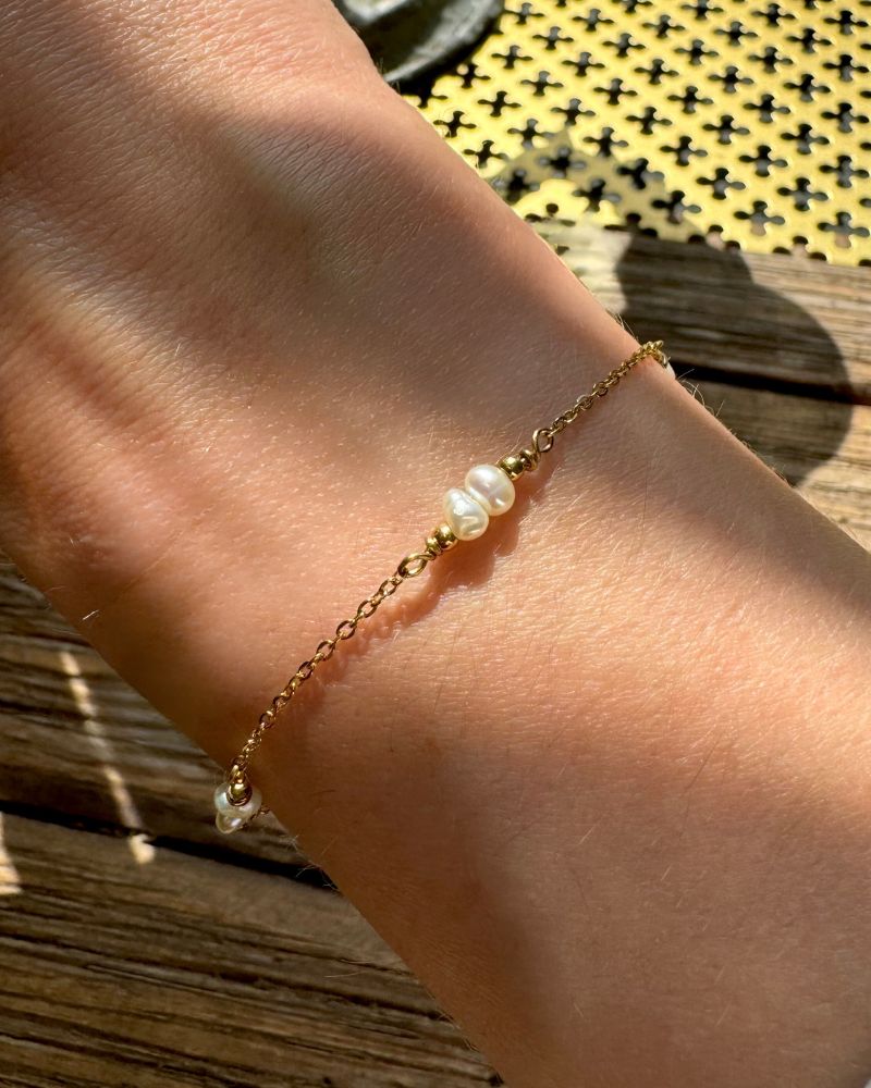 Gouden armband met kleine parels Goud stainless steel