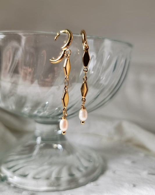 stainless steel oorbellen parels