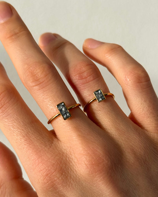 Verstelbare ring | Crushed Pearl | Goud stainless steel ringen