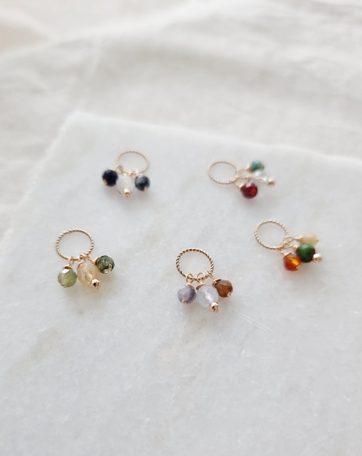 Losse geboortesteen hanger met 1, 2, 3, 4 of 5 geboortestenen | 14k gold filled