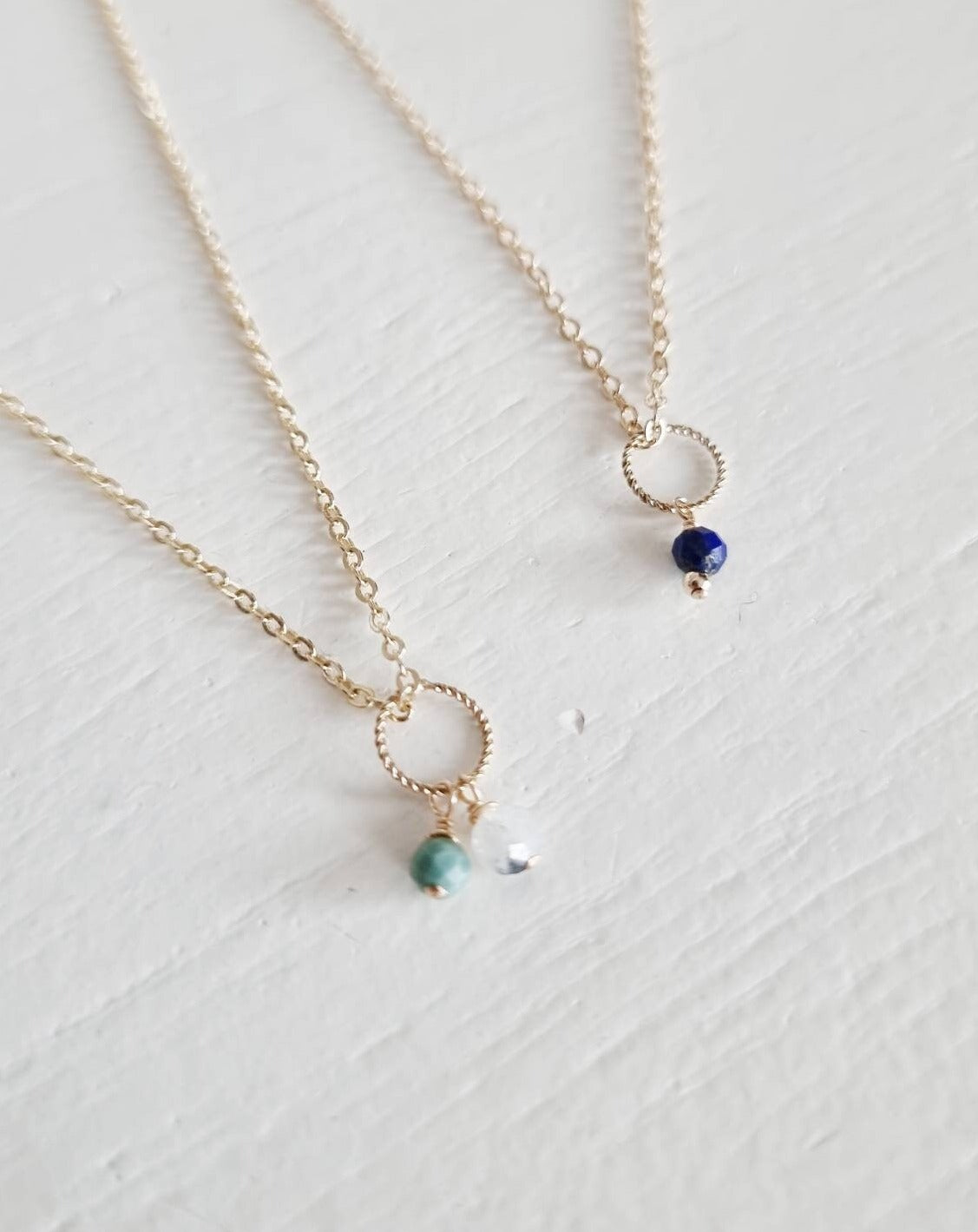 Losse geboortesteen hanger met 1, 2, 3, 4 of 5 geboortestenen | 14k gold filled