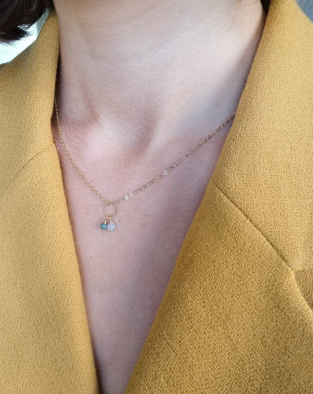 Losse geboortesteen hanger met 1, 2, 3, 4 of 5 geboortestenen | 14k gold filled