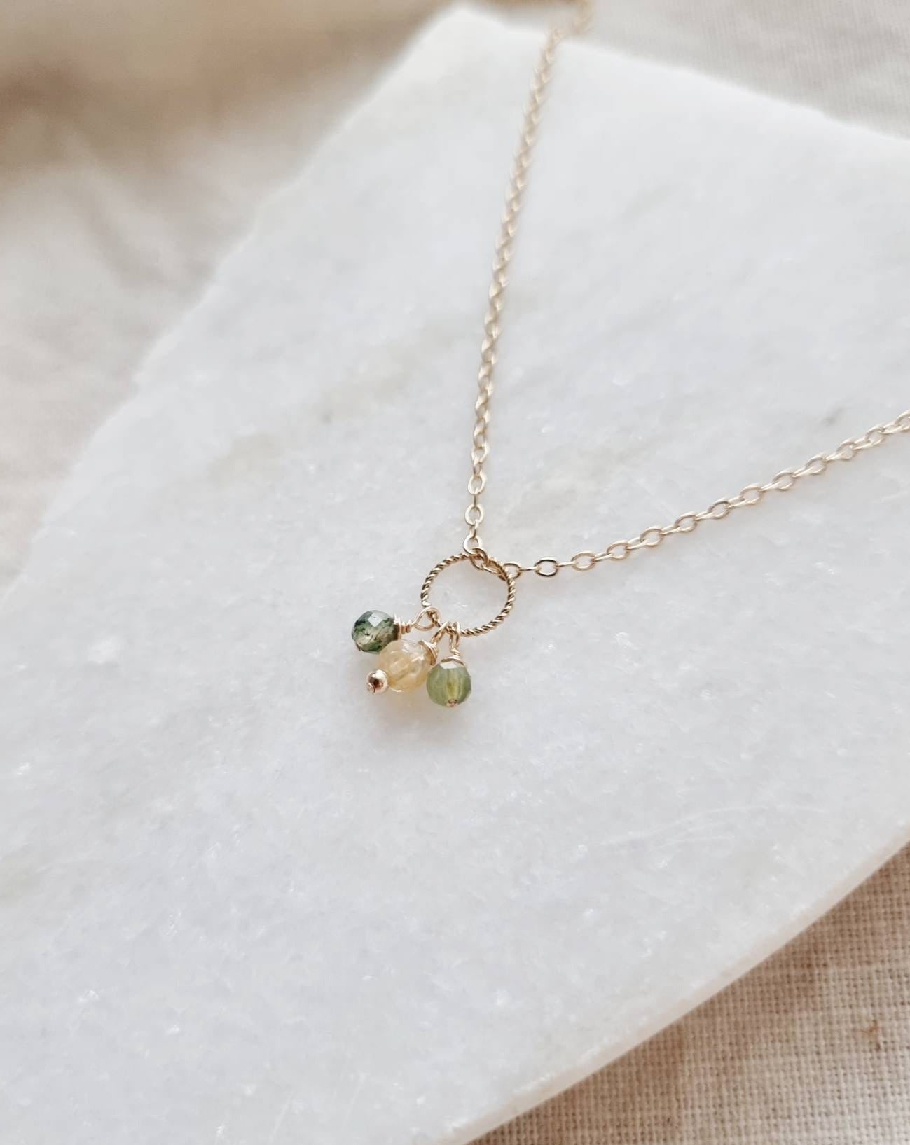 Losse geboortesteen hanger met 1, 2, 3, 4 of 5 geboortestenen | 14k gold filled
