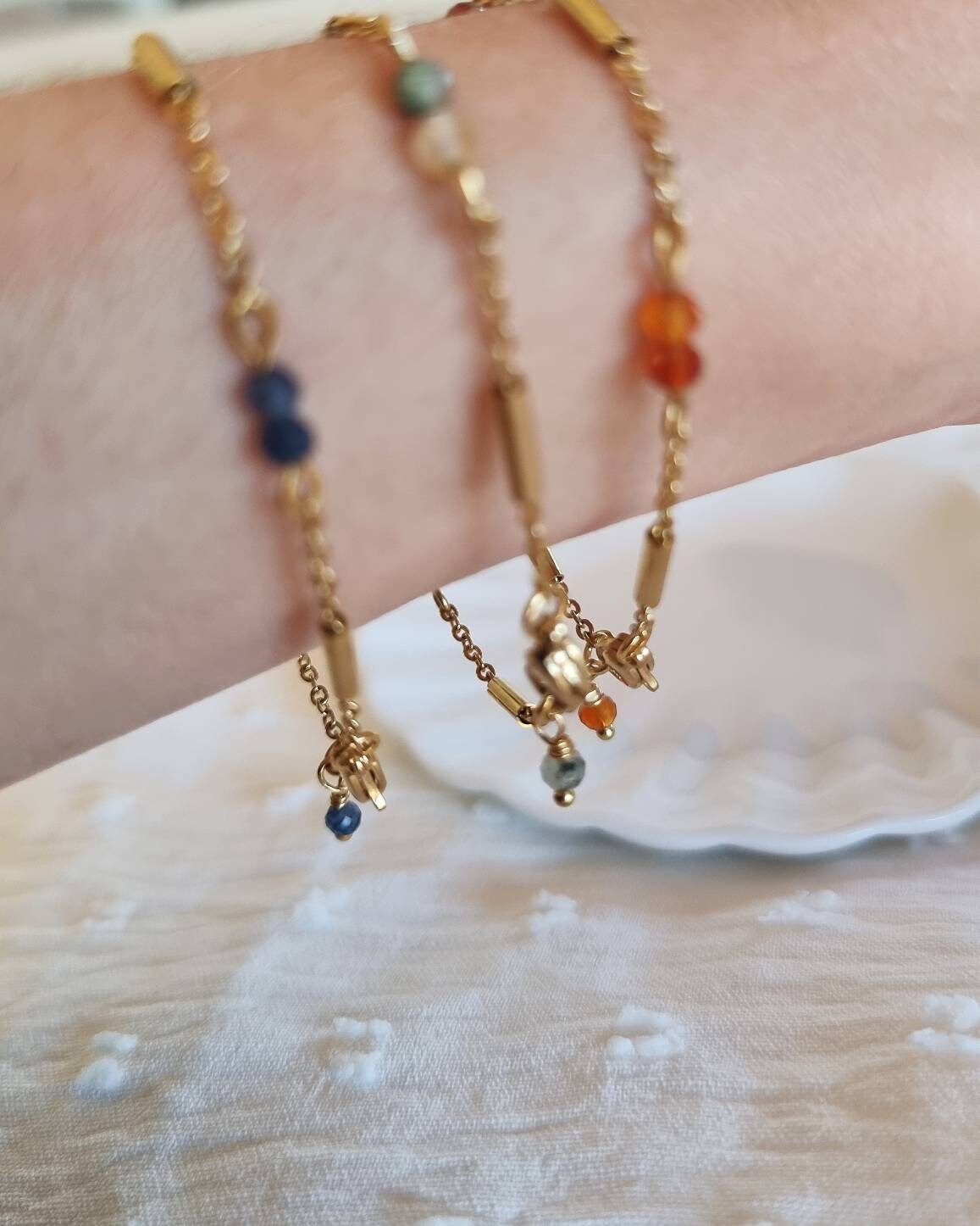 Eleanor | Gouden stainless steel armband met edelstenen