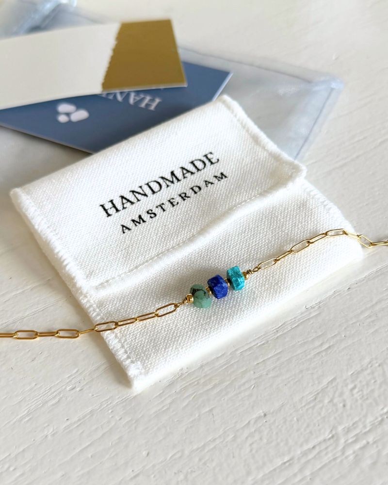 armband met 3 geboortestenen goud