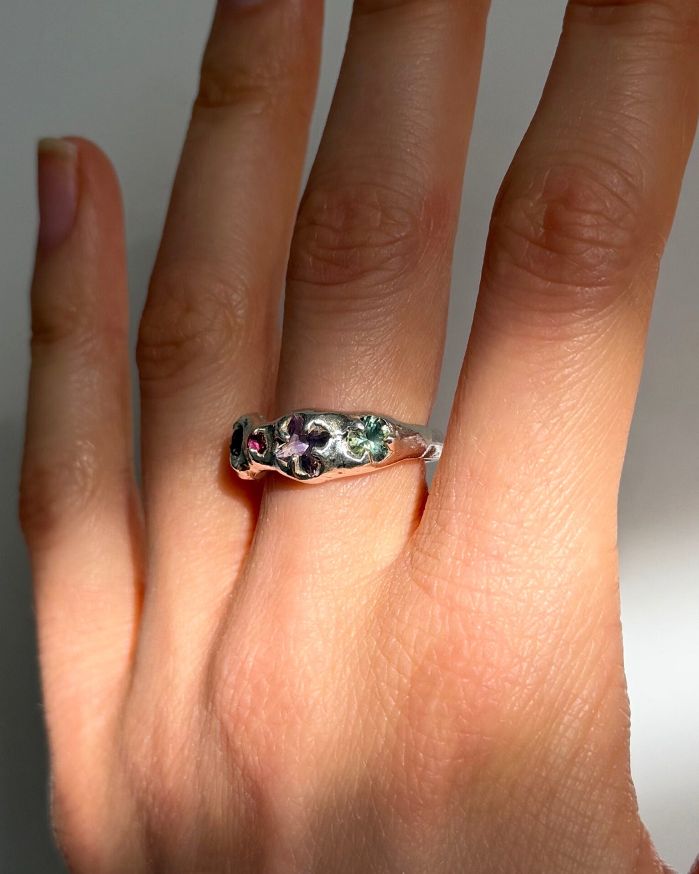 Handgemaakte zilveren ring | Massief zilver | 'Wild Bloom'