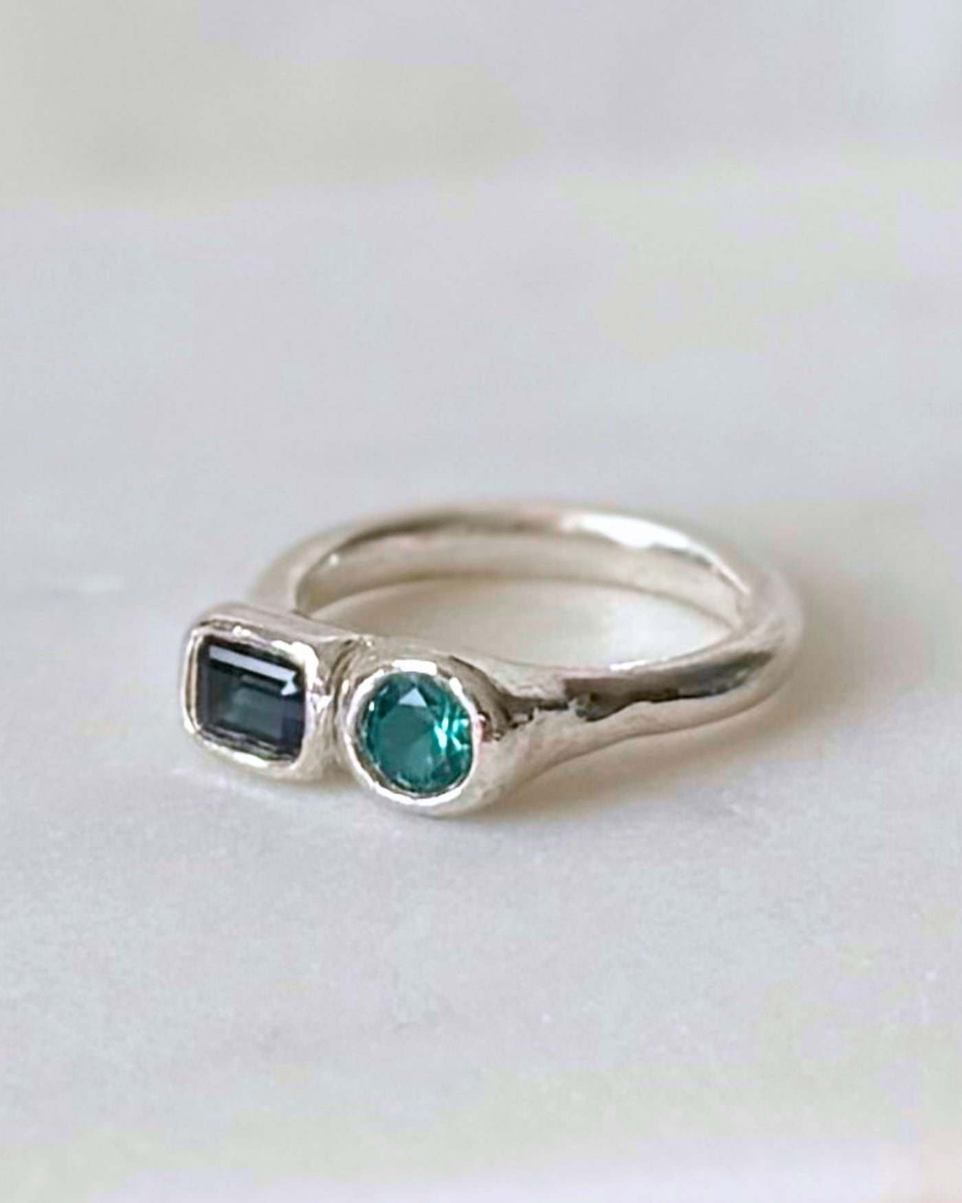 zilveren ring uniek zeegroen