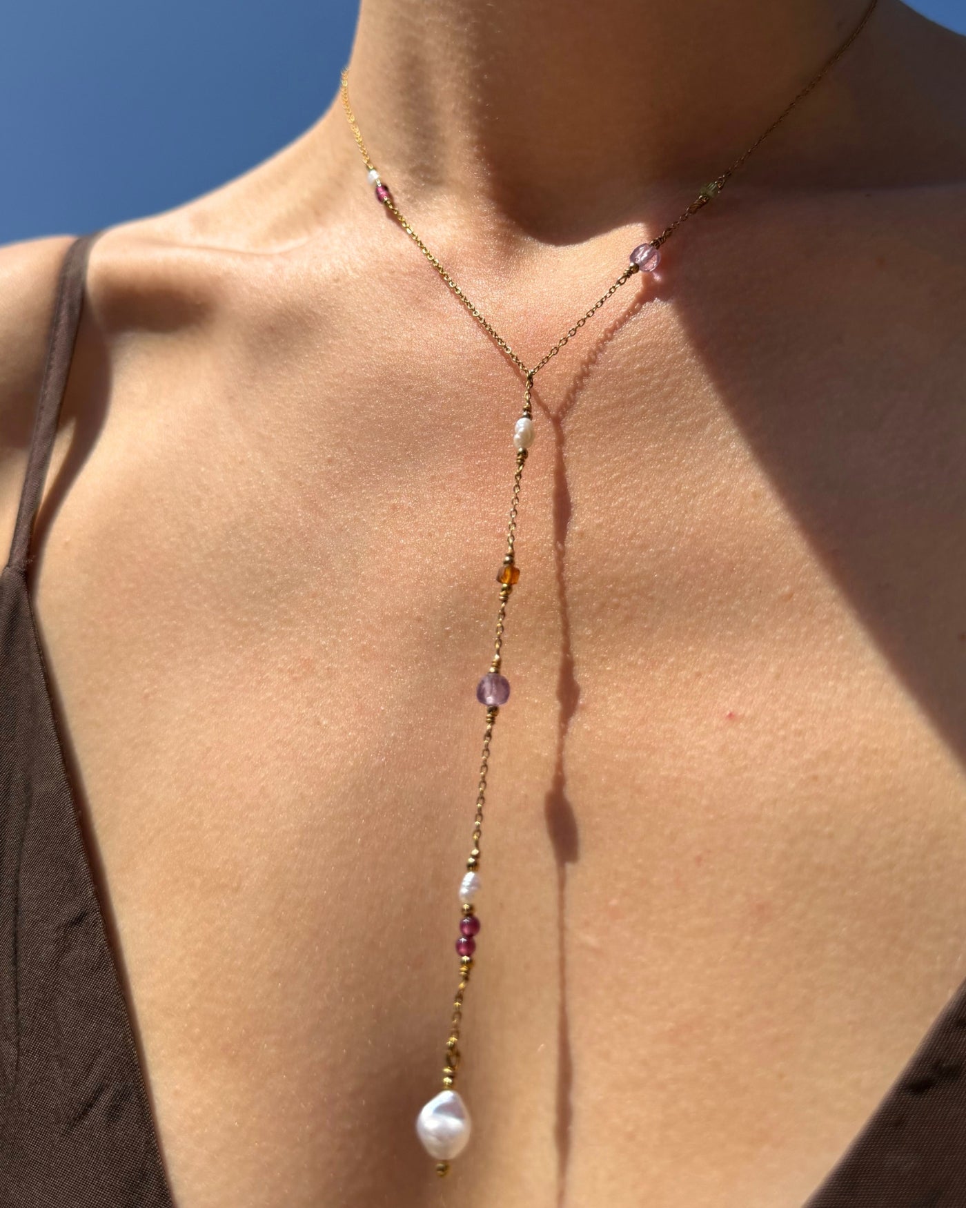 y-vormige ketting parels natuursteen