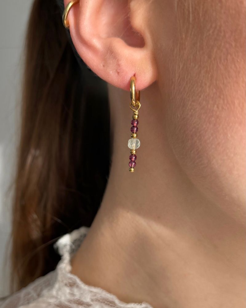 handgemaakte edelsteen oorbellen bordeaux burgundy