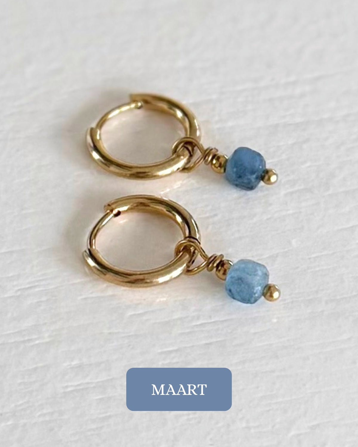 oorbellen geboortesteen maart goud