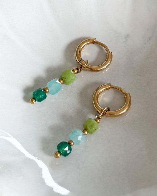oorbellen edelsteen blauw groen
