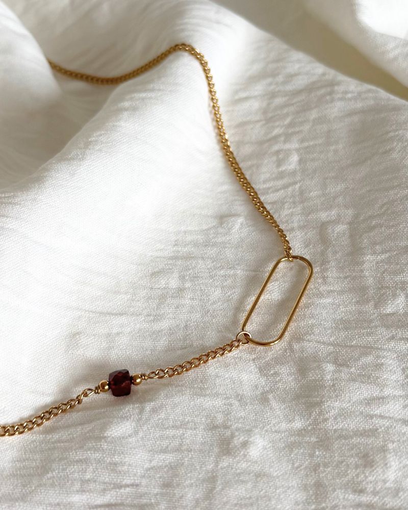 Ketting met edelsteen of parel naar keuze | Goud stainless steel