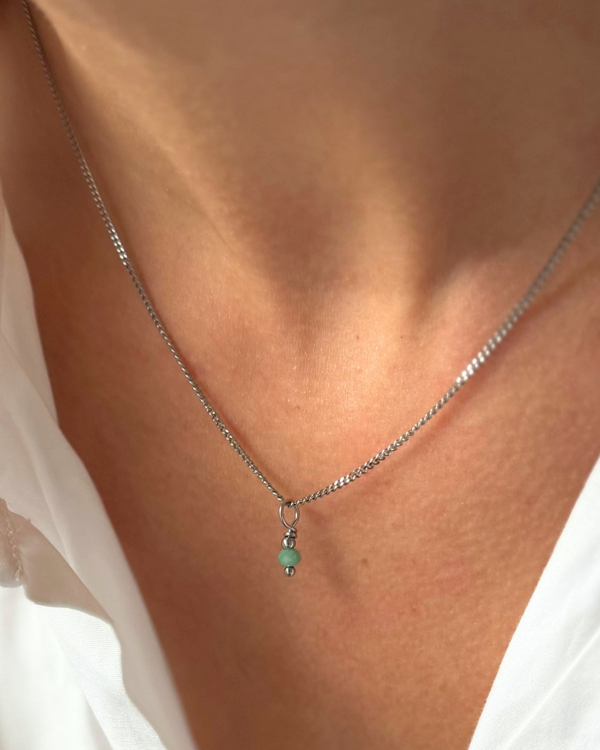 Ketting met geboortesteen zilver