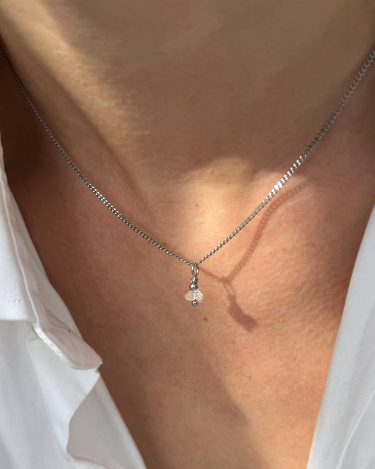 Choker ketting met ruwe bergkristal | Zilver stainless steel