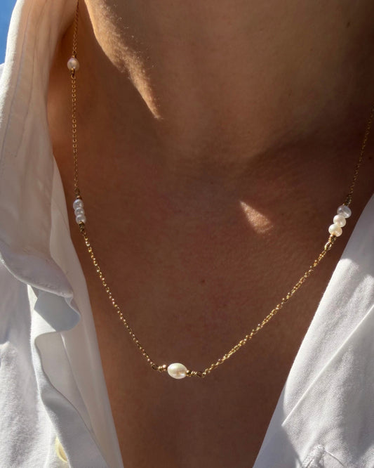 ketting met kleine parels goud stainless steel