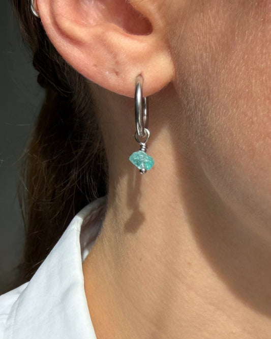 Oorbellen blauwe steen Zilver stainless steel