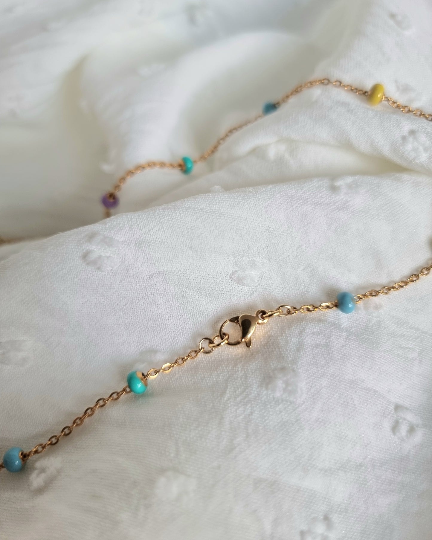 Rainbow | Ketting met pastelkleuren | Goud roestvrij staal